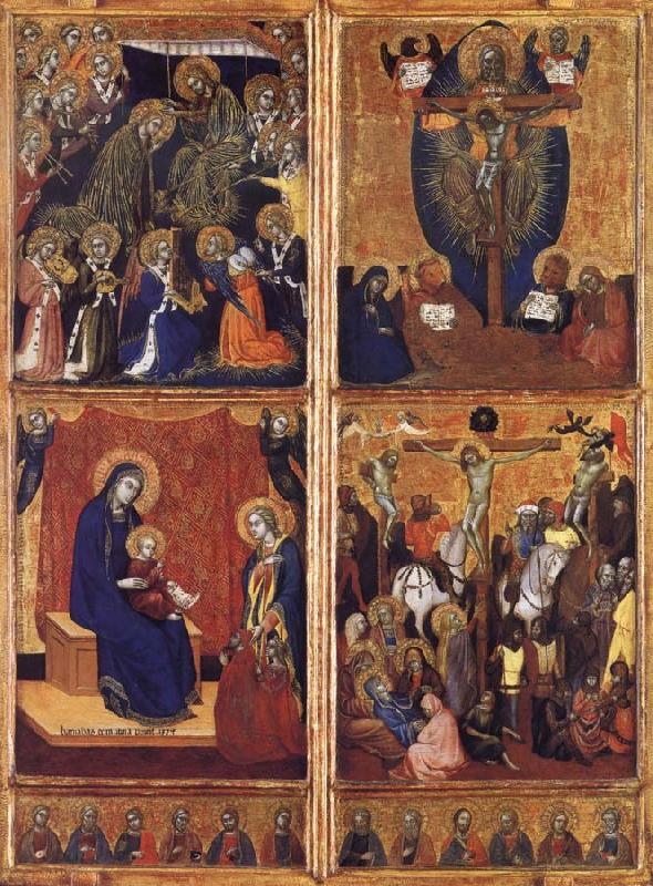 Barnaba Da Modena THe Coronation of the Virgin ,the trinity,the tirgin and child,the Crucifixion oil painting picture